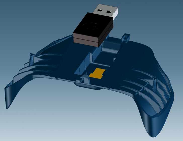 Дизайн крышки отсека батарейки беспроводного USB, разработанный Valve
